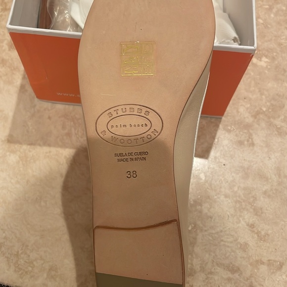 New Stubbs & Wooton Alicia Womem Ballerina sand flats size 38 - Picture 3 of 4